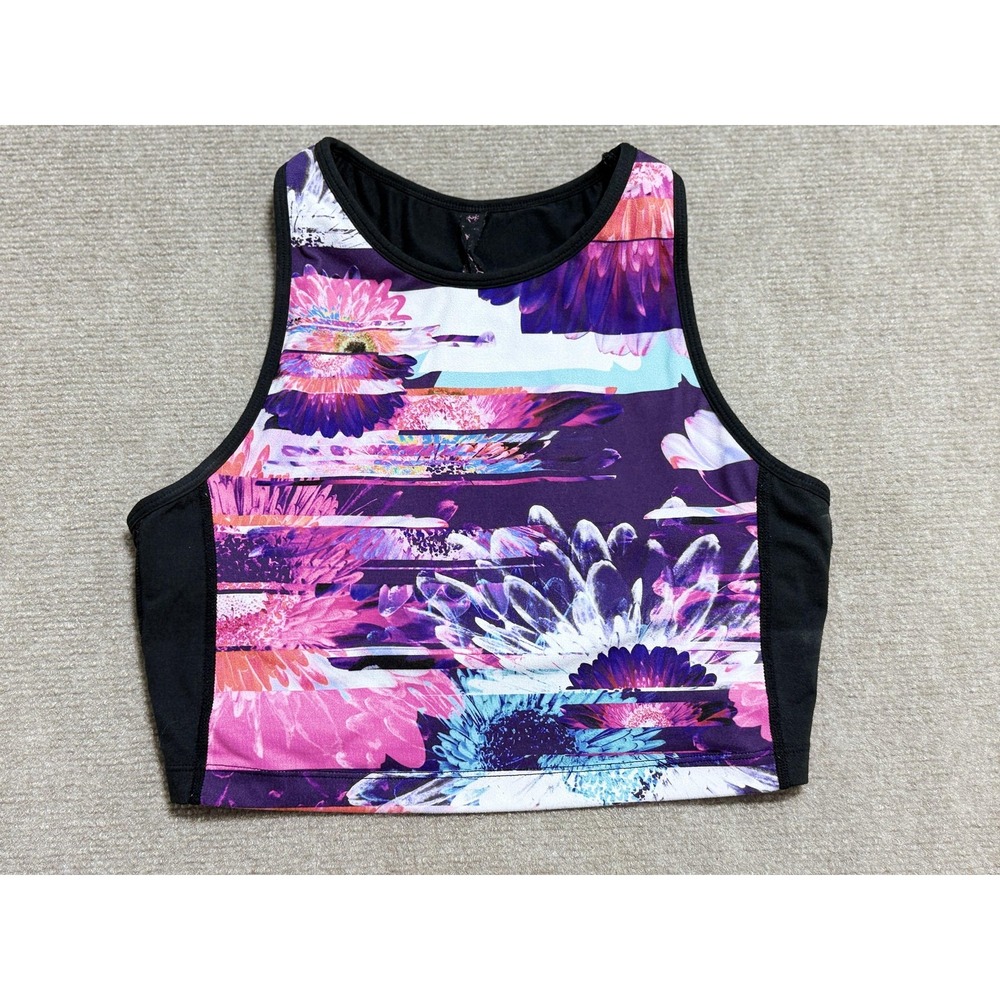 Betsey Johnson Sports Bra Womens Medium Floral Racerback Athletic Gym Yoga